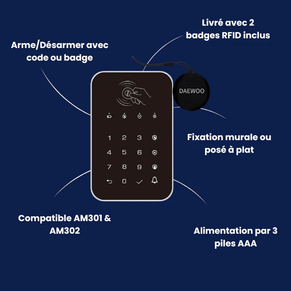 Clavier sans fil avec 2 badges RFID WKE301 | Compatible Touch/Vigilia (AM30x) - Image 6