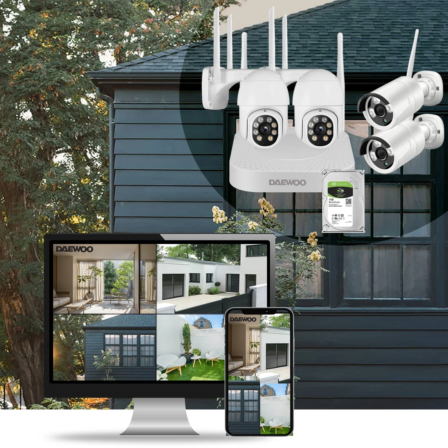 Daewoo Enregistreur NVR avec 4 Caméras et 1 disque dur 1To - Image 5